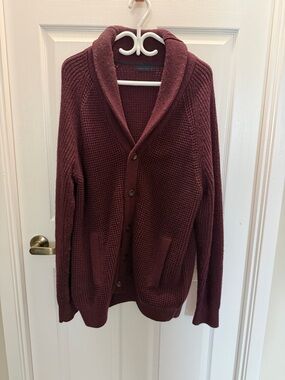 Denver Hayes Men's Shawl Collar Cardigan - Wine